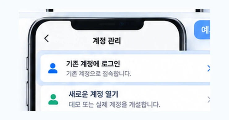 2단계 거래계좌 추가: 모바일 MT5 앱 화면 예시